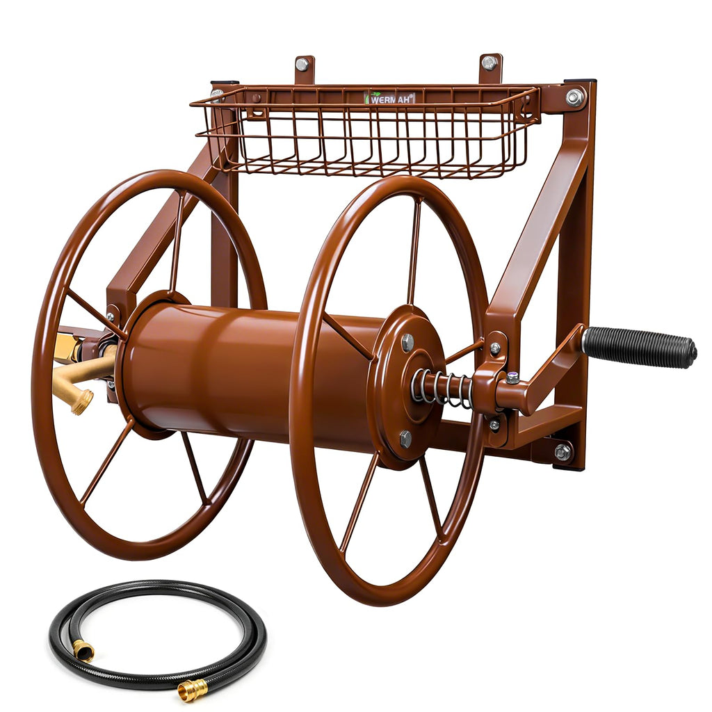 Wall Mount Metal Garden Hose Reel Holds 155ft 5/8" Hose F631211