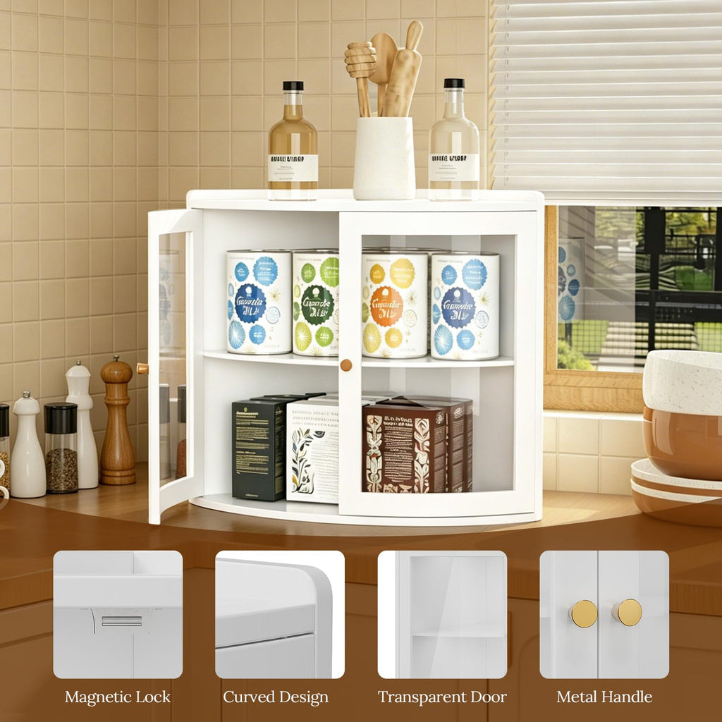 White Double Layer Large Bread Box with Acrylic Doors U244517