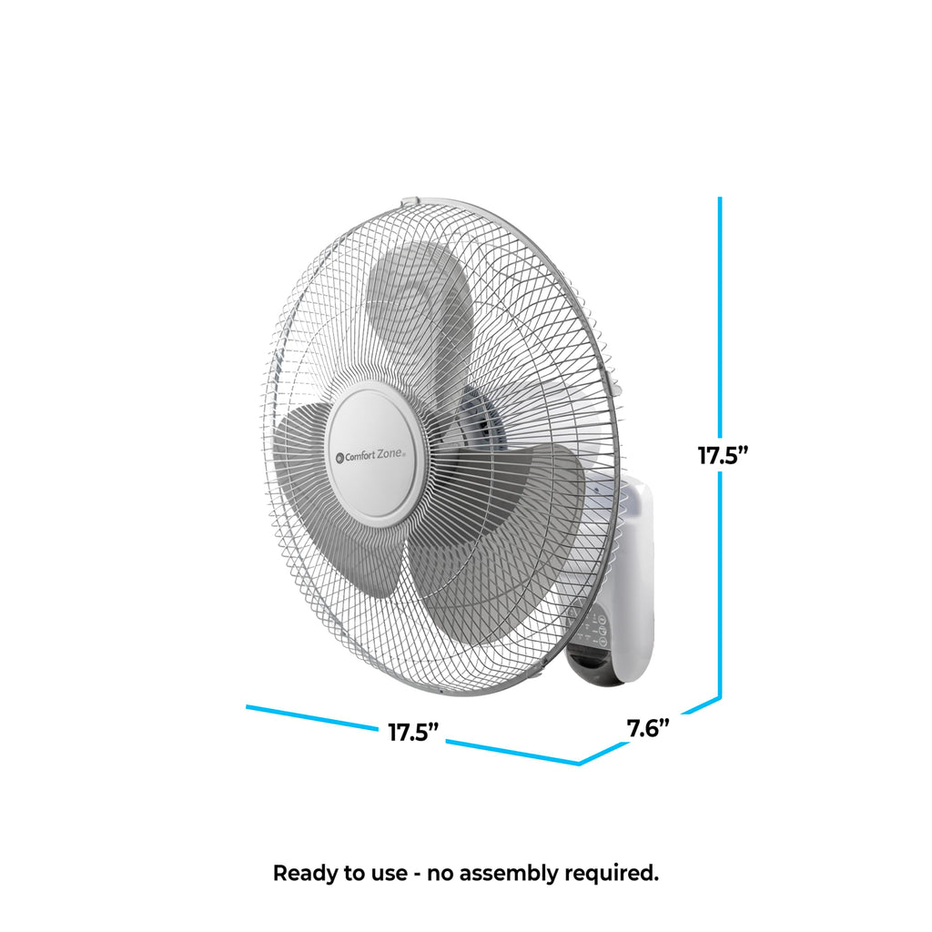 16 inch 3 Speed Oscillating Wall Mount Fan with Remote Control E254968