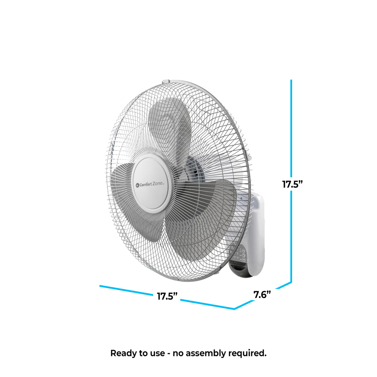 16 inch 3 Speed Oscillating Wall Mount Fan with Remote Control E254968