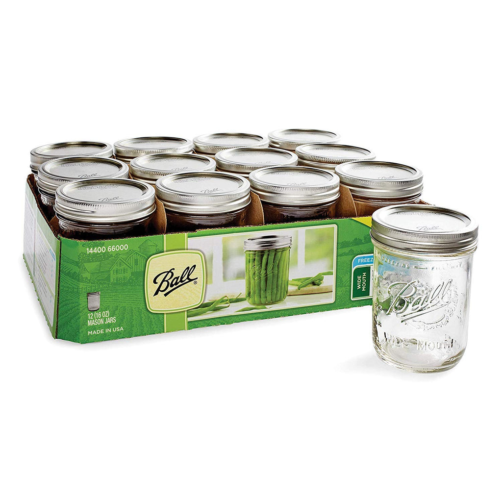 16-Ounce Glass Mason Jar with Lids and Bands, 12-Count N569682