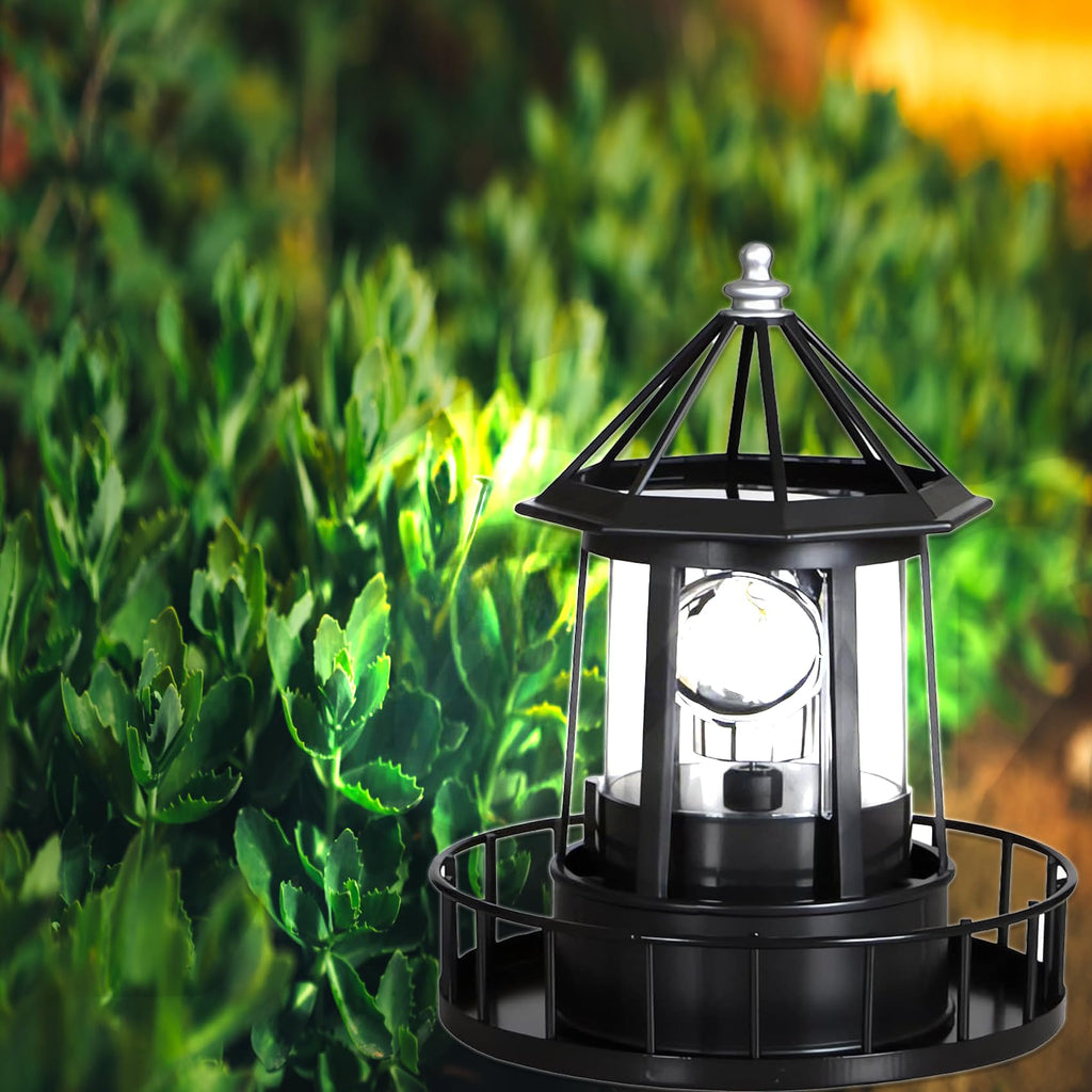 Black IP65 Waterproof Solar Rotating Lighthouse Light W473