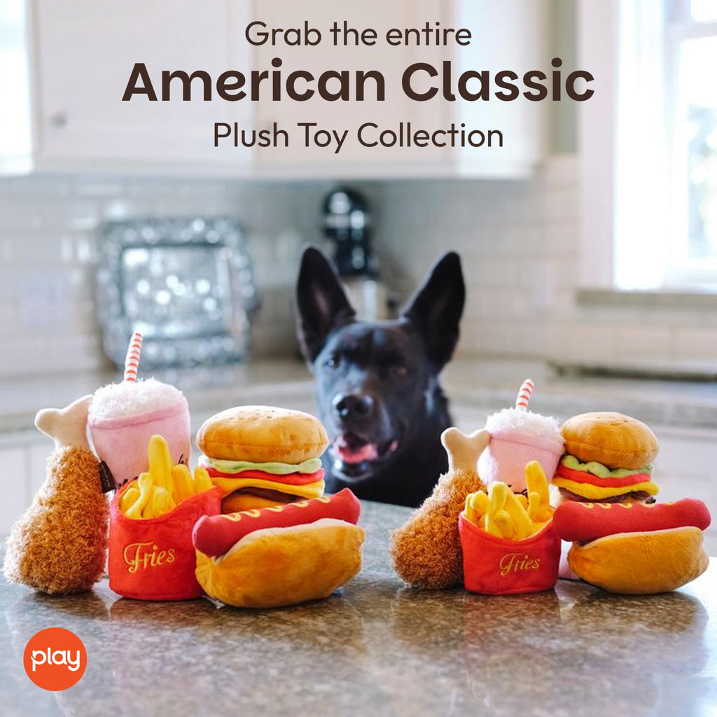 Plush Dog Toys Fast Food Themed Chew Toy Machine Washable Recycled Materials T3094