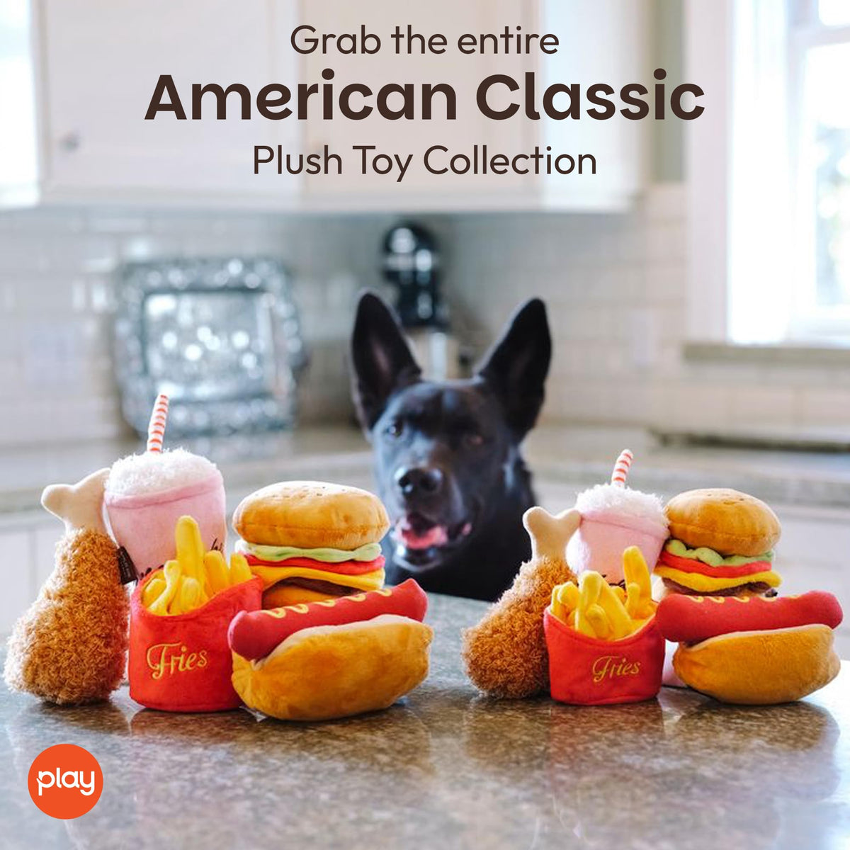 Plush Dog Toys Fast Food Themed Chew Toy Machine Washable Recycled Materials T3094