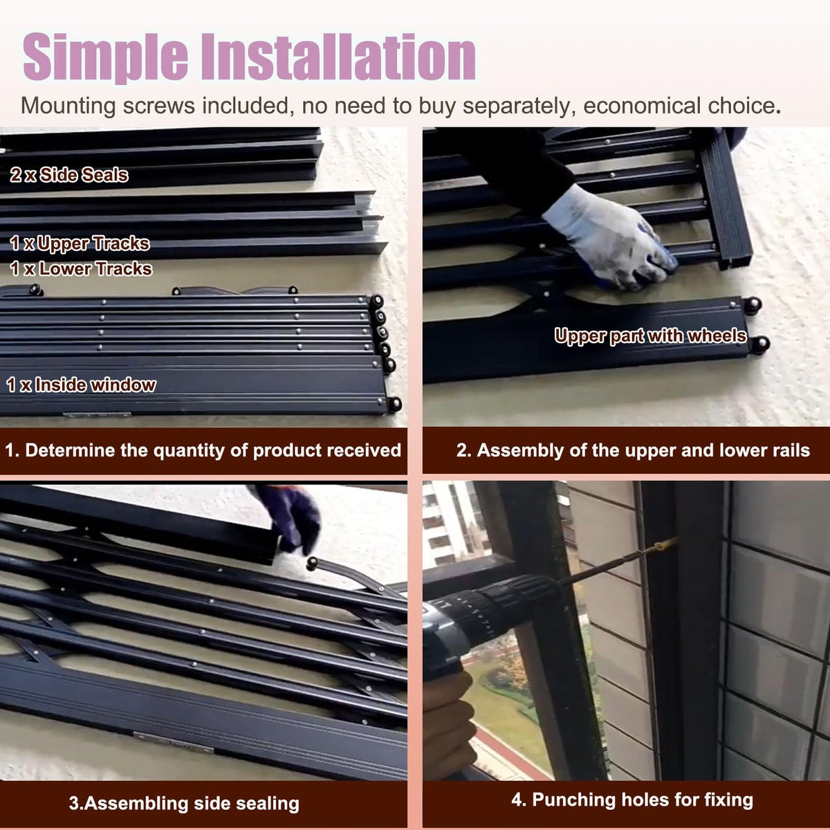 Lockable Folding Aluminum Window Safety Guards, Adjustable Width 24-36 Inch, Black Z17561
