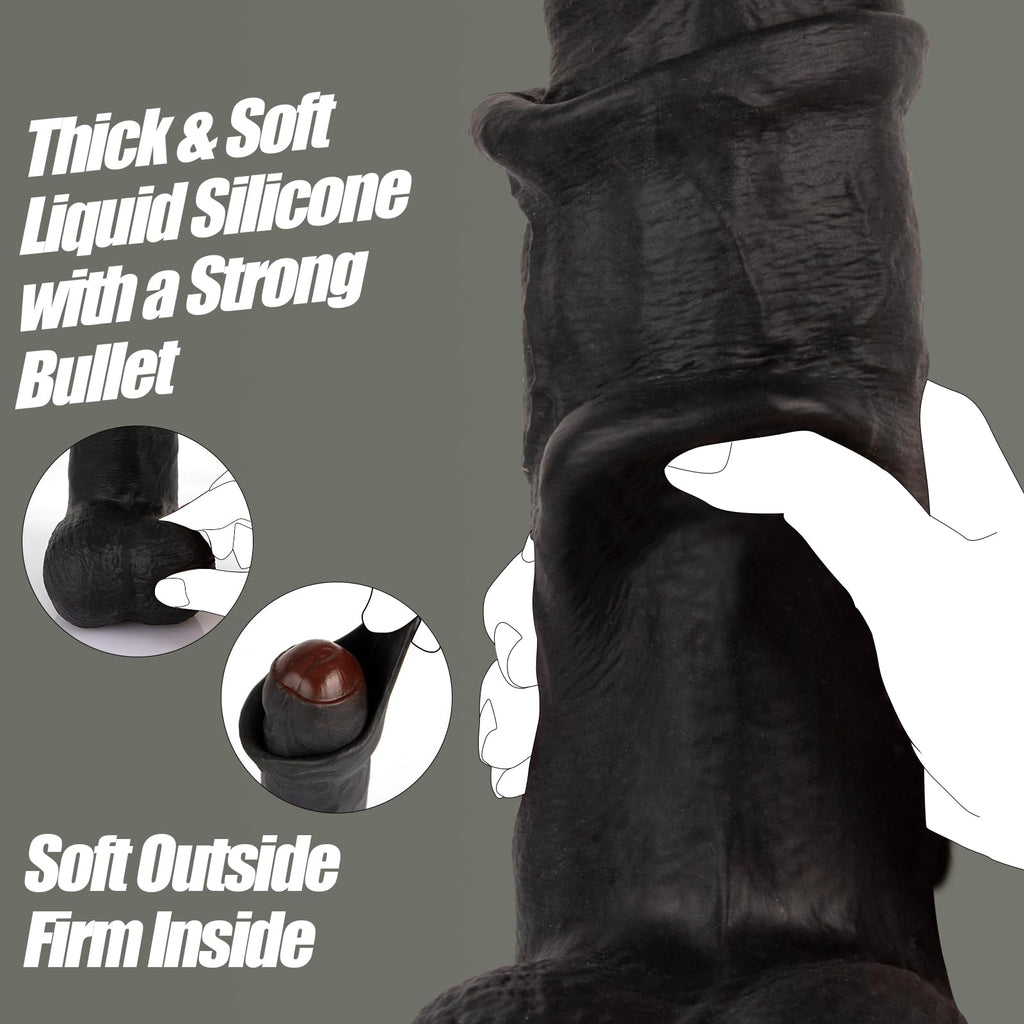 Black Realistic Dildo Vibrator F432