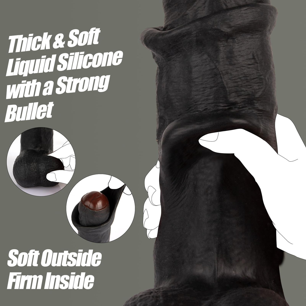 Black Realistic Dildo Vibrator F432