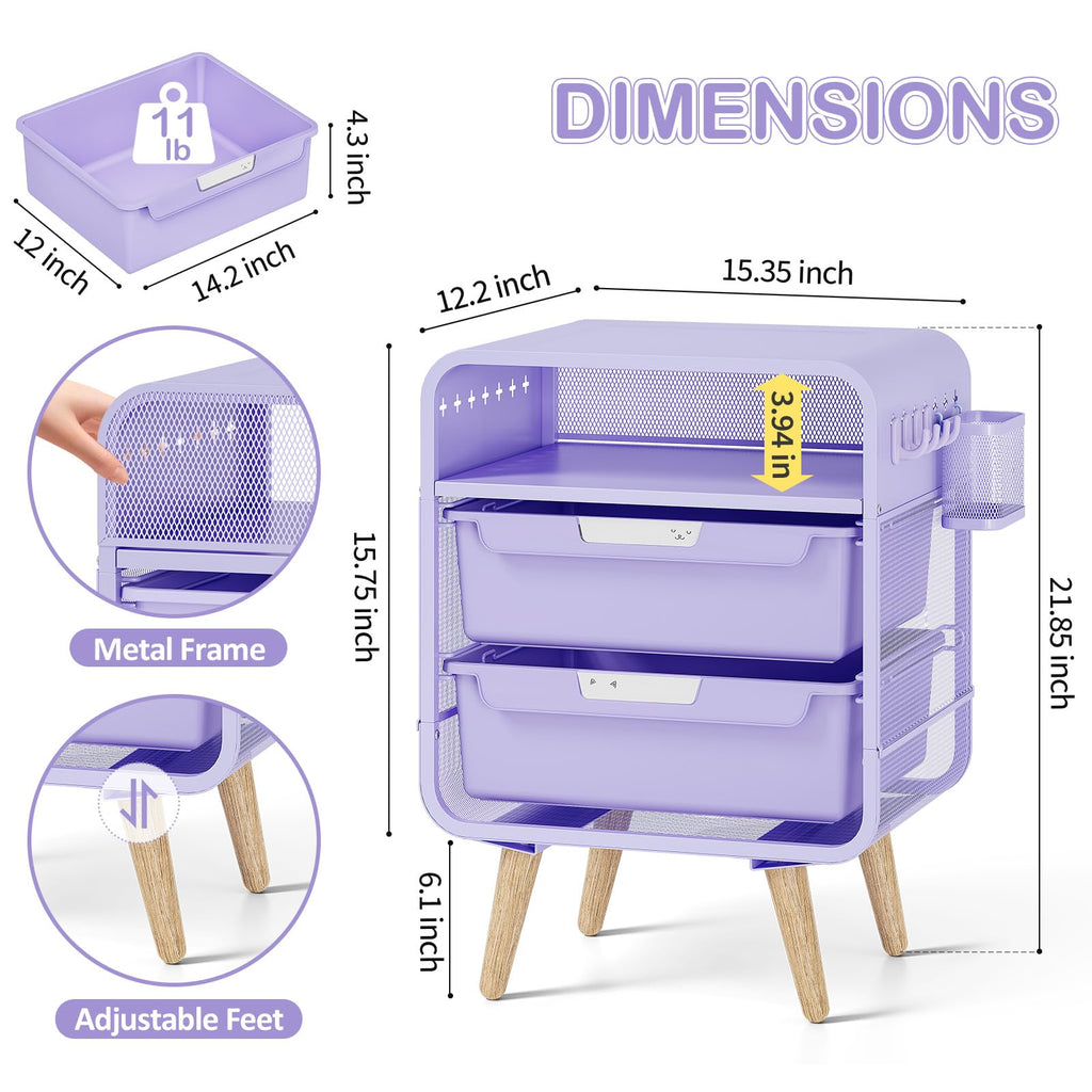 Kids Nightstand, Girls Bedside Table, Night Side Table, Purple H8208