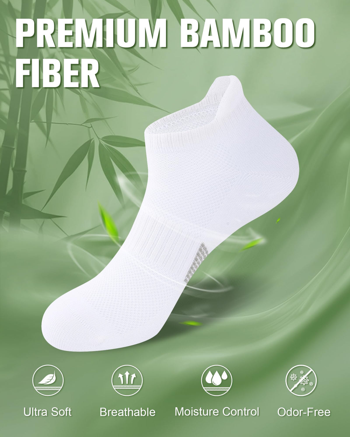 Women's Bamboo Viscose Ankle Socks, 6 Pairs X7369