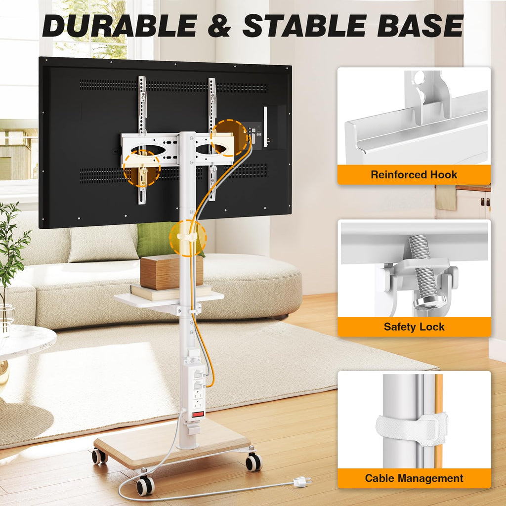 Rolling TV Stand with Power Outlet for 32-60 inch TVs Y268