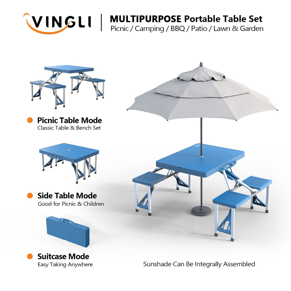 4 Ft Folding Picnic Table Set with 4 Seats K2839