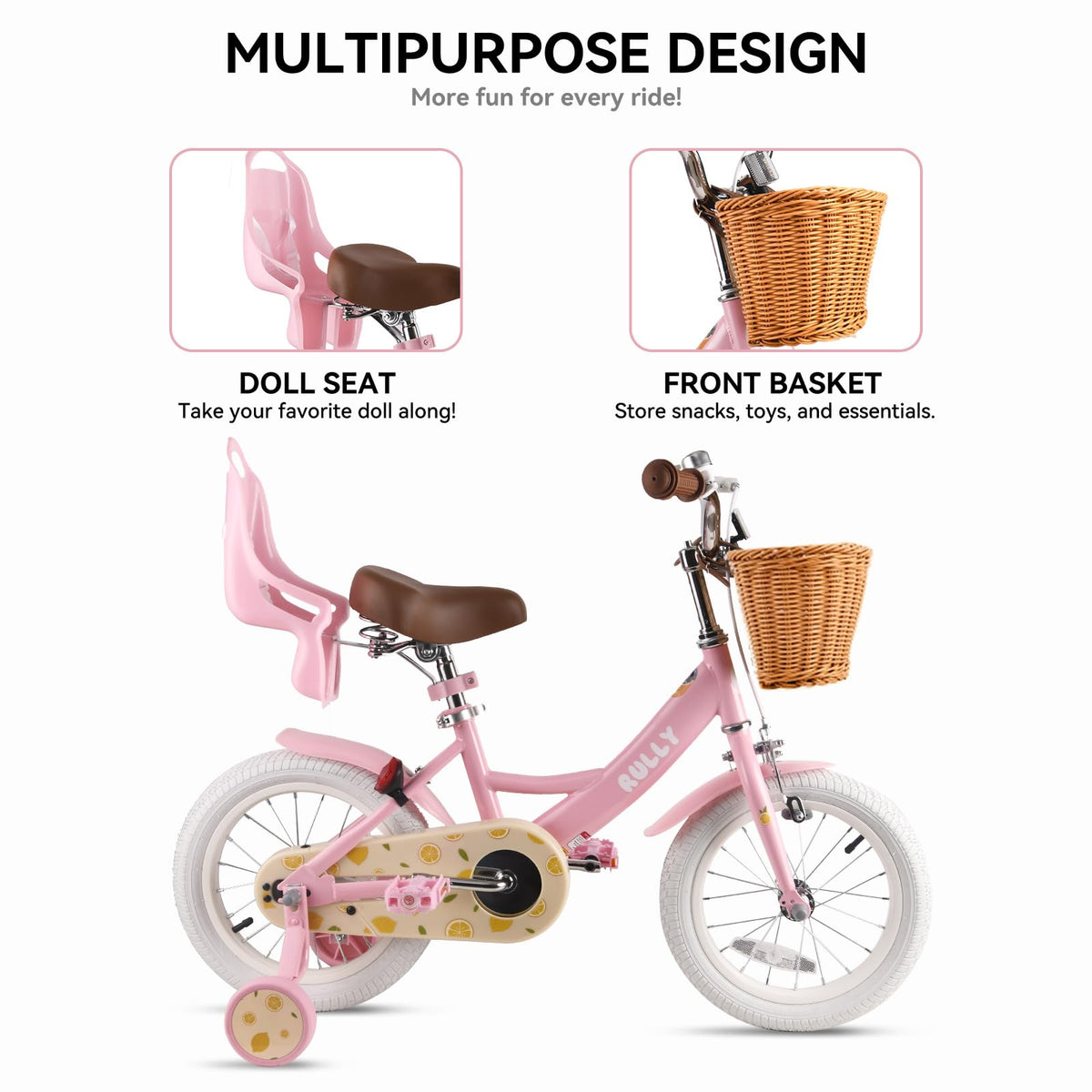 12 14 16 Inch Girls Bike with Training Wheels E6200