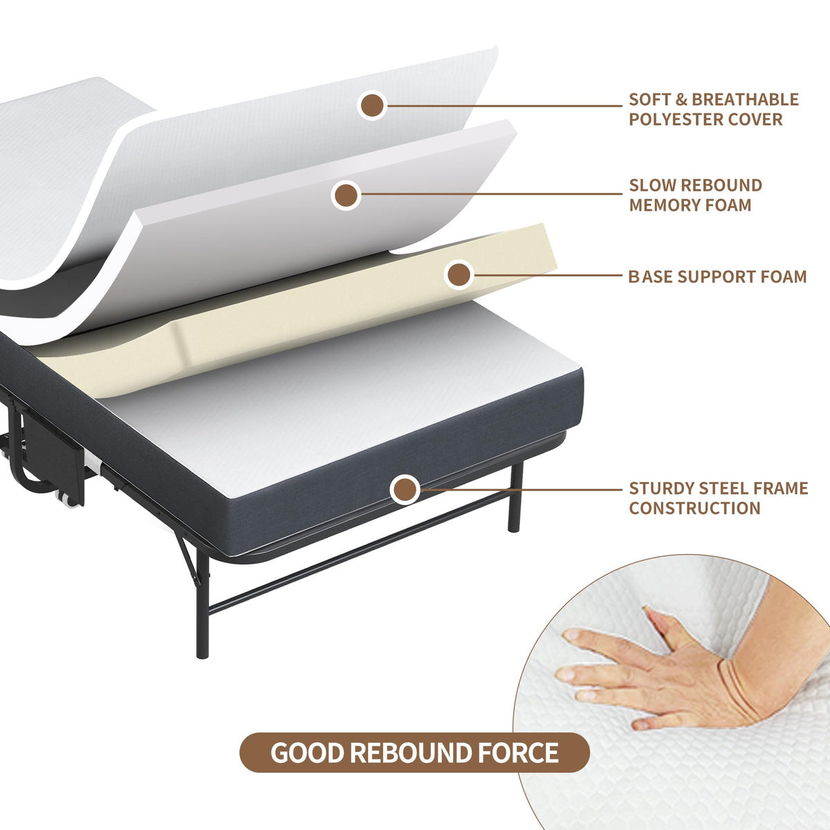 Folding Bed with Mattress & Headboard T660640