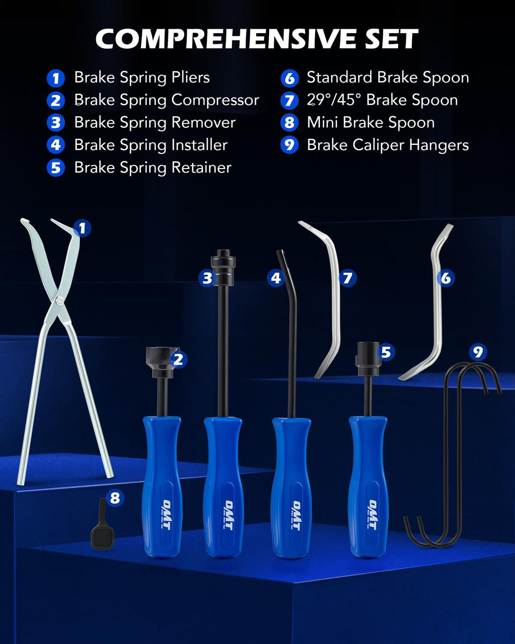 10pc Drum Brake Tool Kit with Spring Pliers and Adjusting Spoons Set Q6038