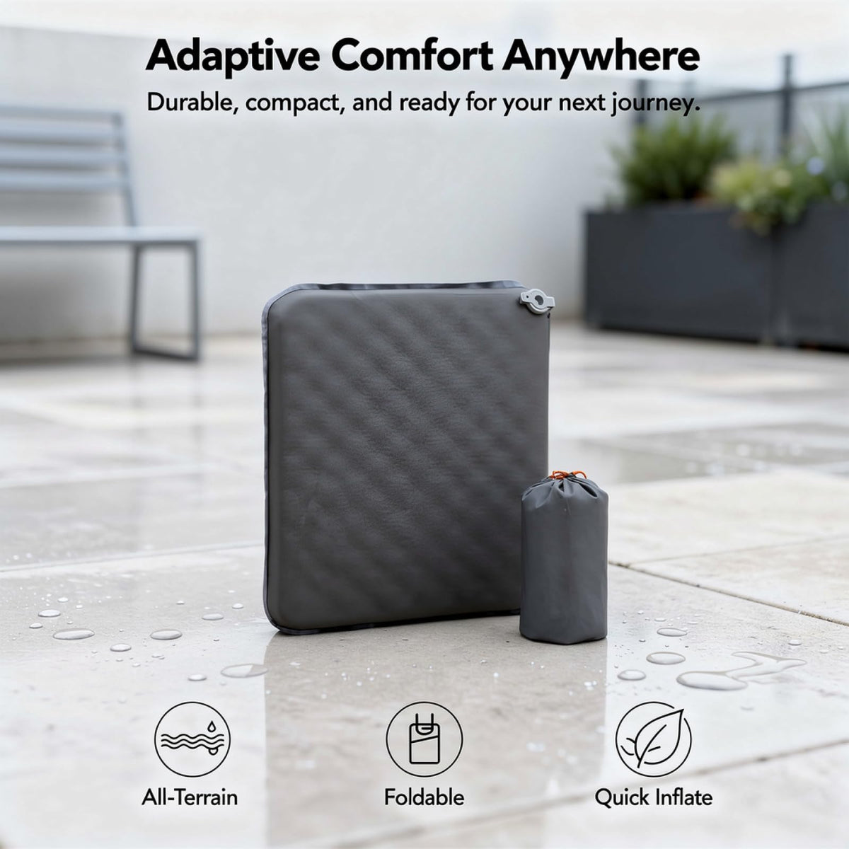 2 Pcs Inflatable Seat Cushion, 16.9 x 13 in Nylon TPU A489