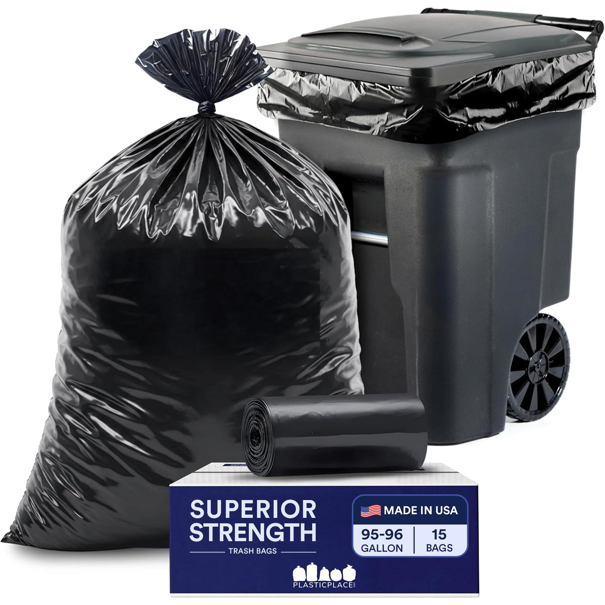 95-96 Gallon Heavy Duty Black Trash Bags J730261