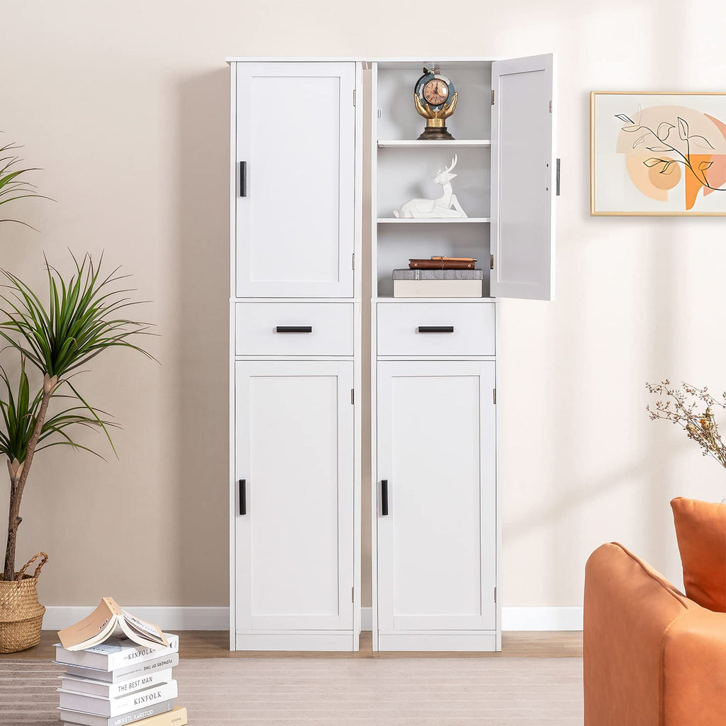 67'' Tall White Storage Cabinet with 4 Shelves & 2 Doors J2354
