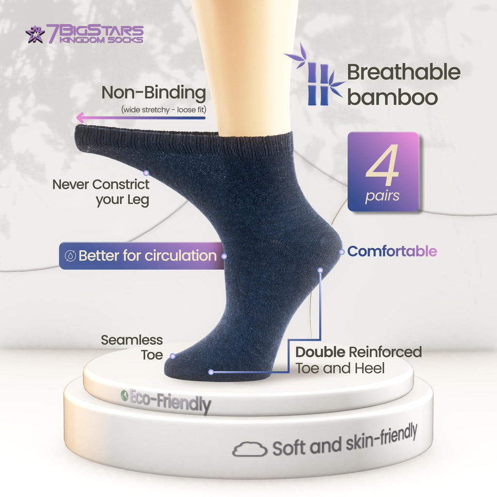 Viscose Bamboo Diabetic Socks 4 Pack U6236