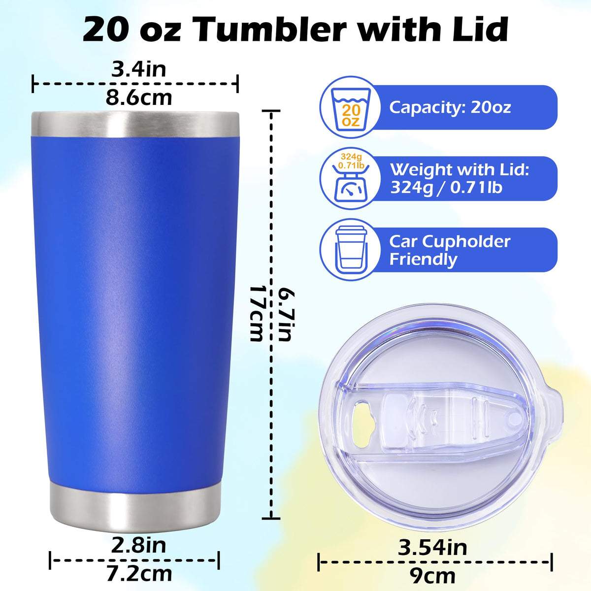 20oz Insulated Tumbler with Lid Dark Blue O2736