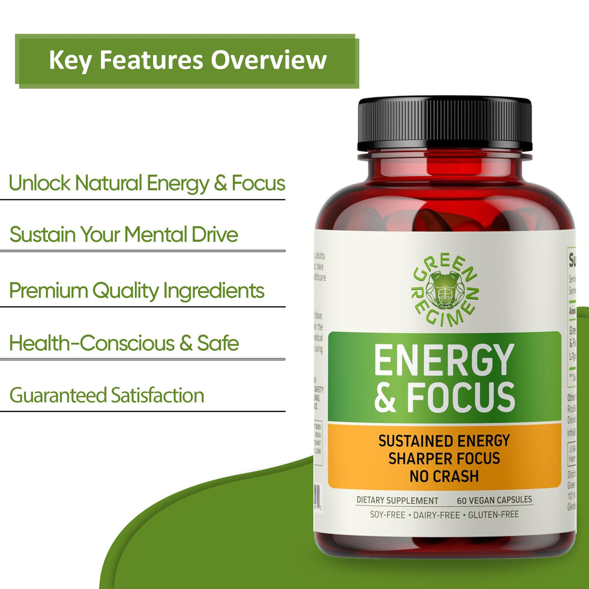 Vegan Non-GMO Energy & Focus Capsules F5718