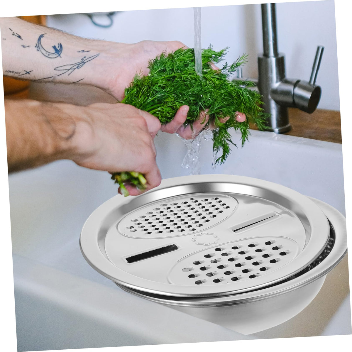 Metal Vegetable Washing Basket Strainer Bowl U54301