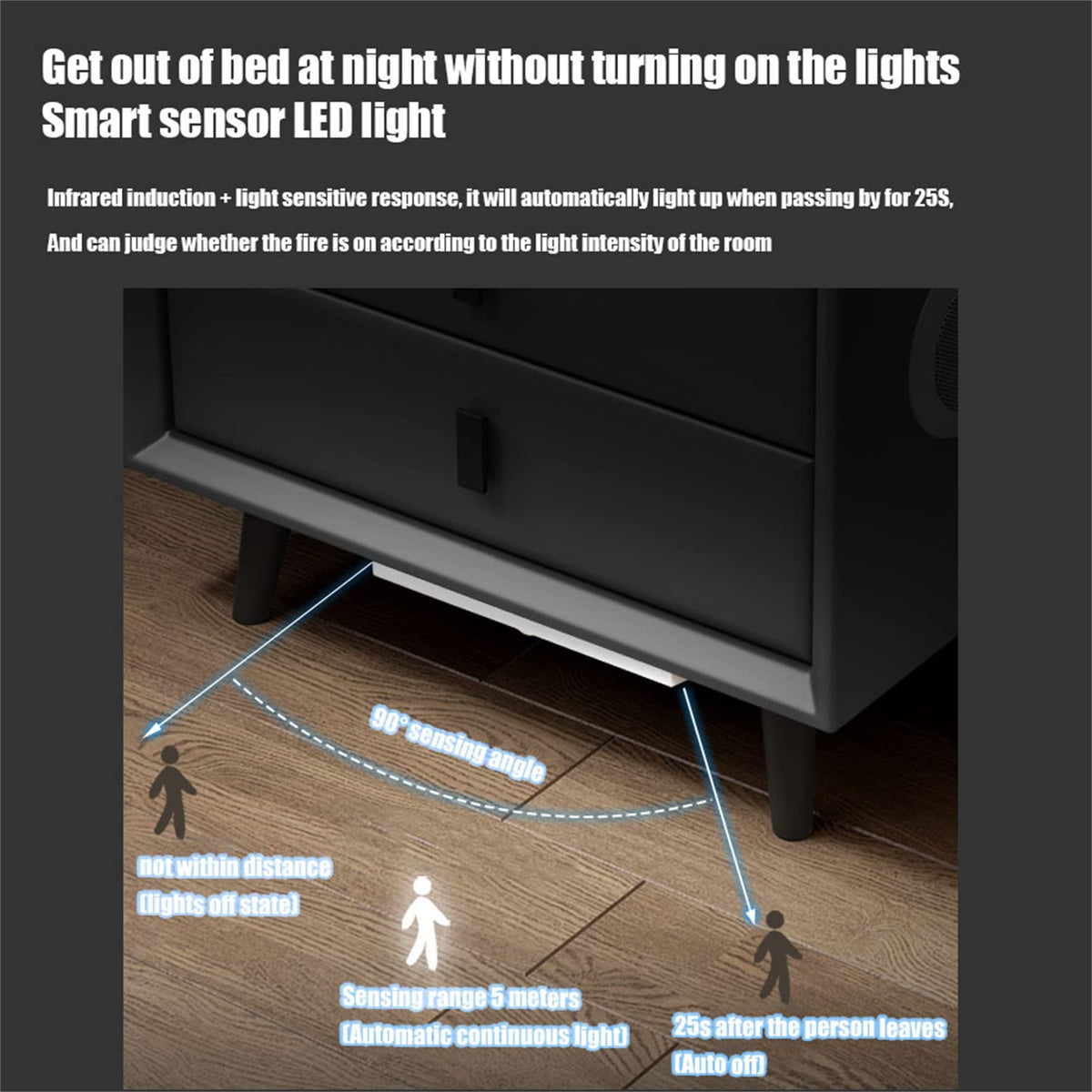 White 3 Drawer Nightstand with Wireless Charging and LED Lights X683