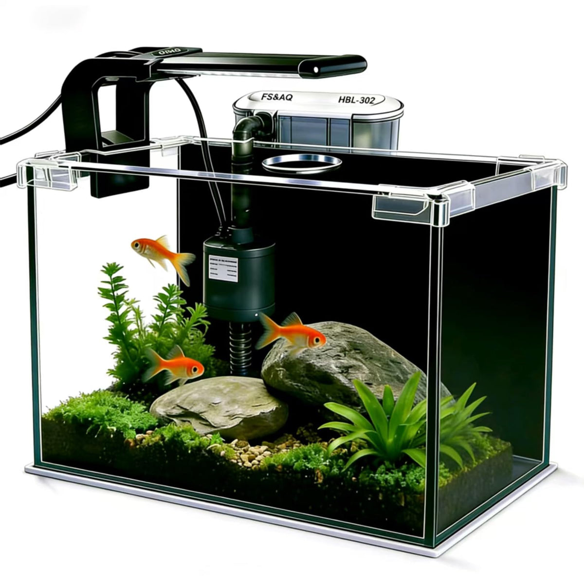 2.5 Gallon Betta Fish Tank with Filter Light and Lid P6874