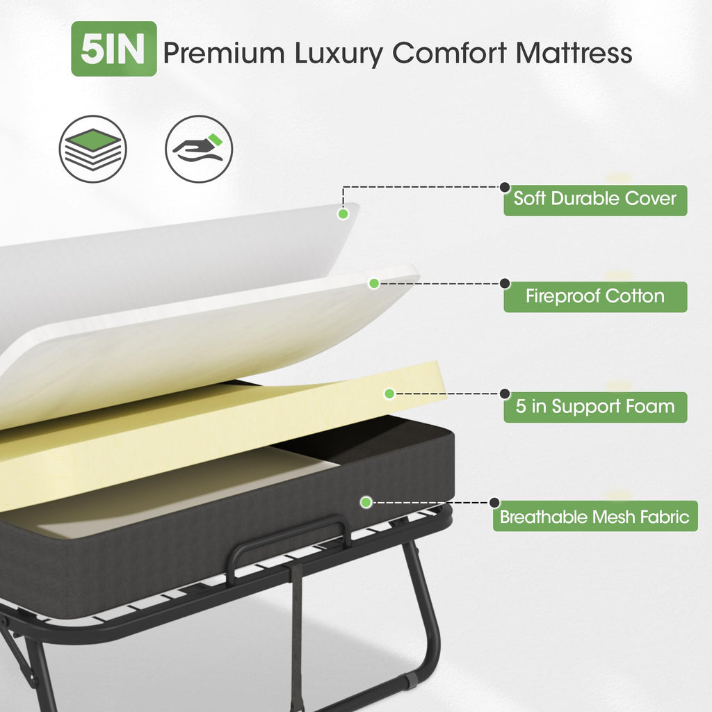 Folding Bed with 5 Inch Memory Foam Mattress F8399