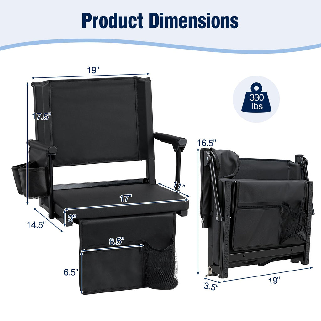 2 Pack Stadium Seats with Back Support & Cup Holders O15393