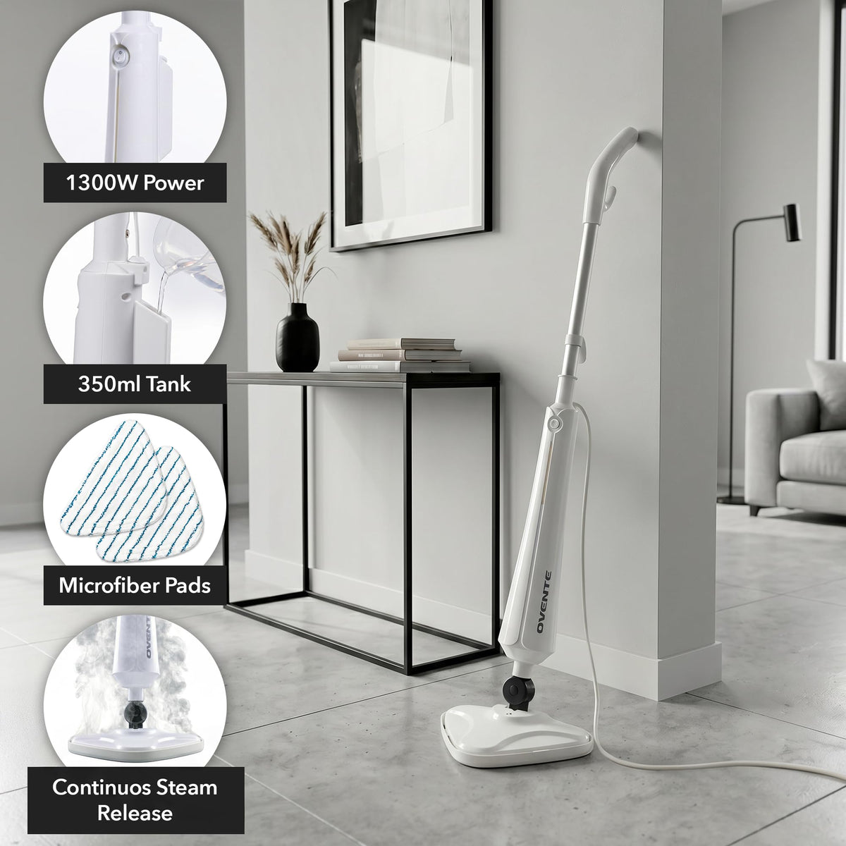 White Electric Steam Mop Cleaner W4562