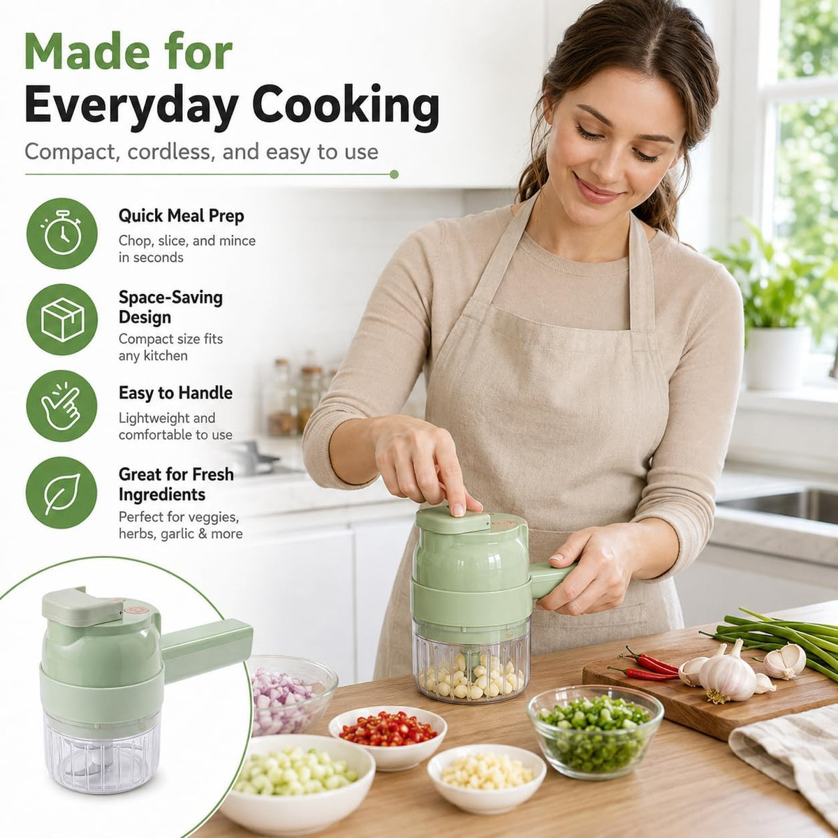 Electric 5-in-1 Handheld Vegetable Chopper G925907