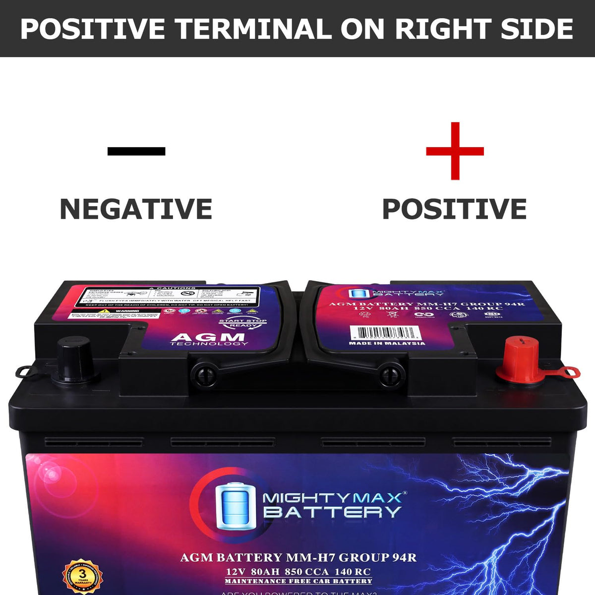 12V 80AH 850 CCA Replacement Battery S66813