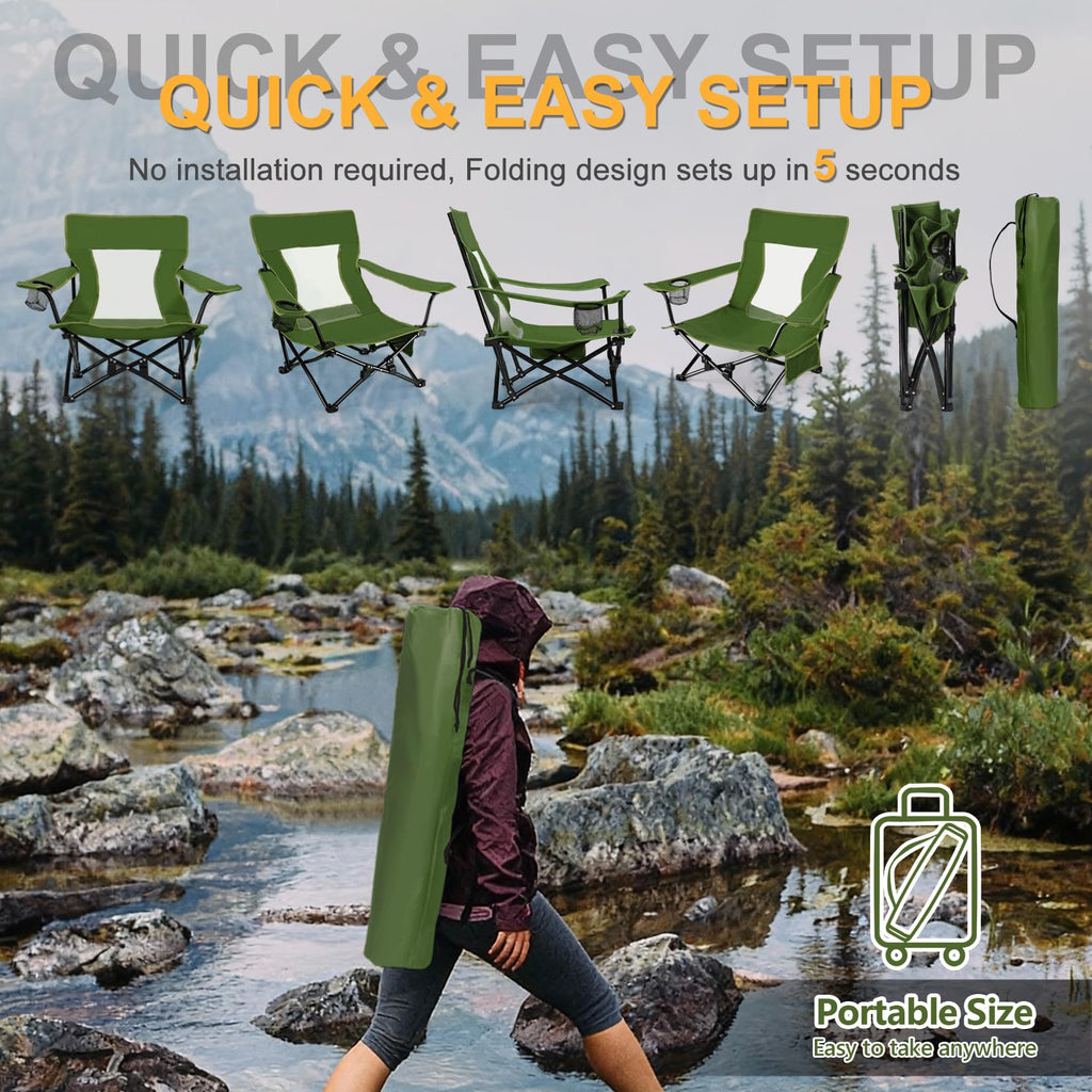 Green Folding Camping Chair 2 Pack H5004