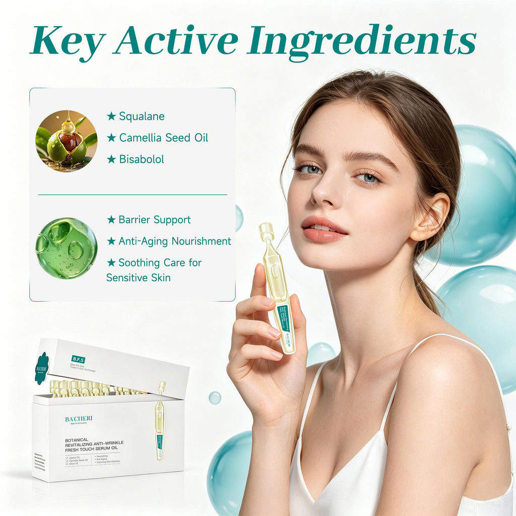 Anti-Aging Face Oil Serum Ampoules with Squalane, Camellia, Jojoba & Meadowfoam Seed Oil, 1ml x 30 G2354