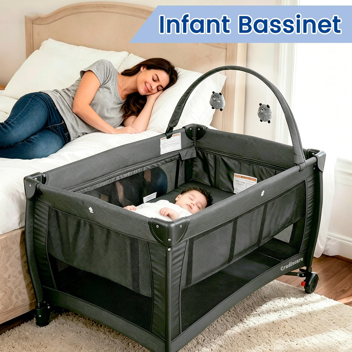 3-in-1 Pack and Play with Changing Table & Carry Bag, Black T315883