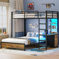 Twin Over Full Bunk Bed with Desk & 4 Storage Drawers, Black T86982