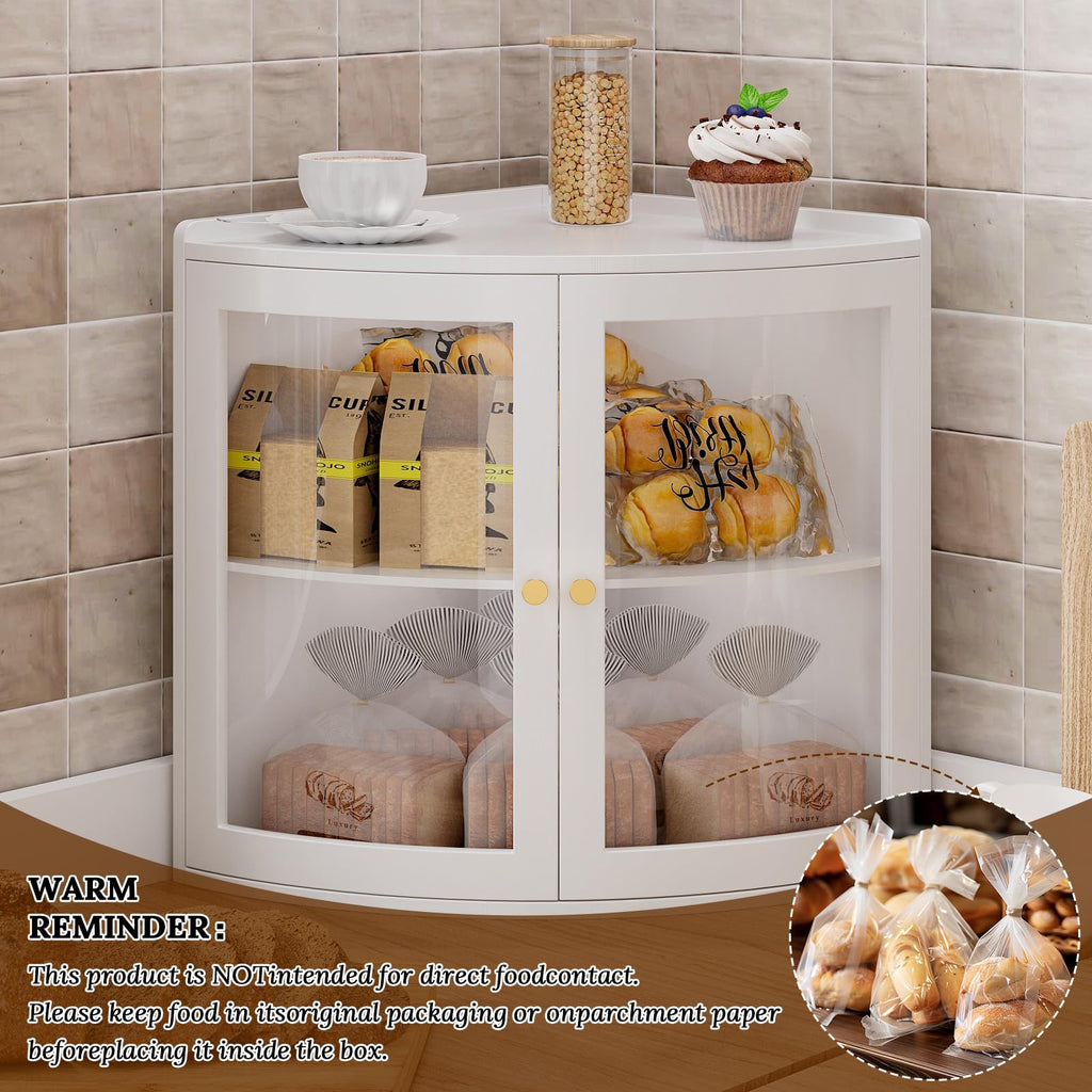 White Double Layer Large Bread Box with Acrylic Doors U244517