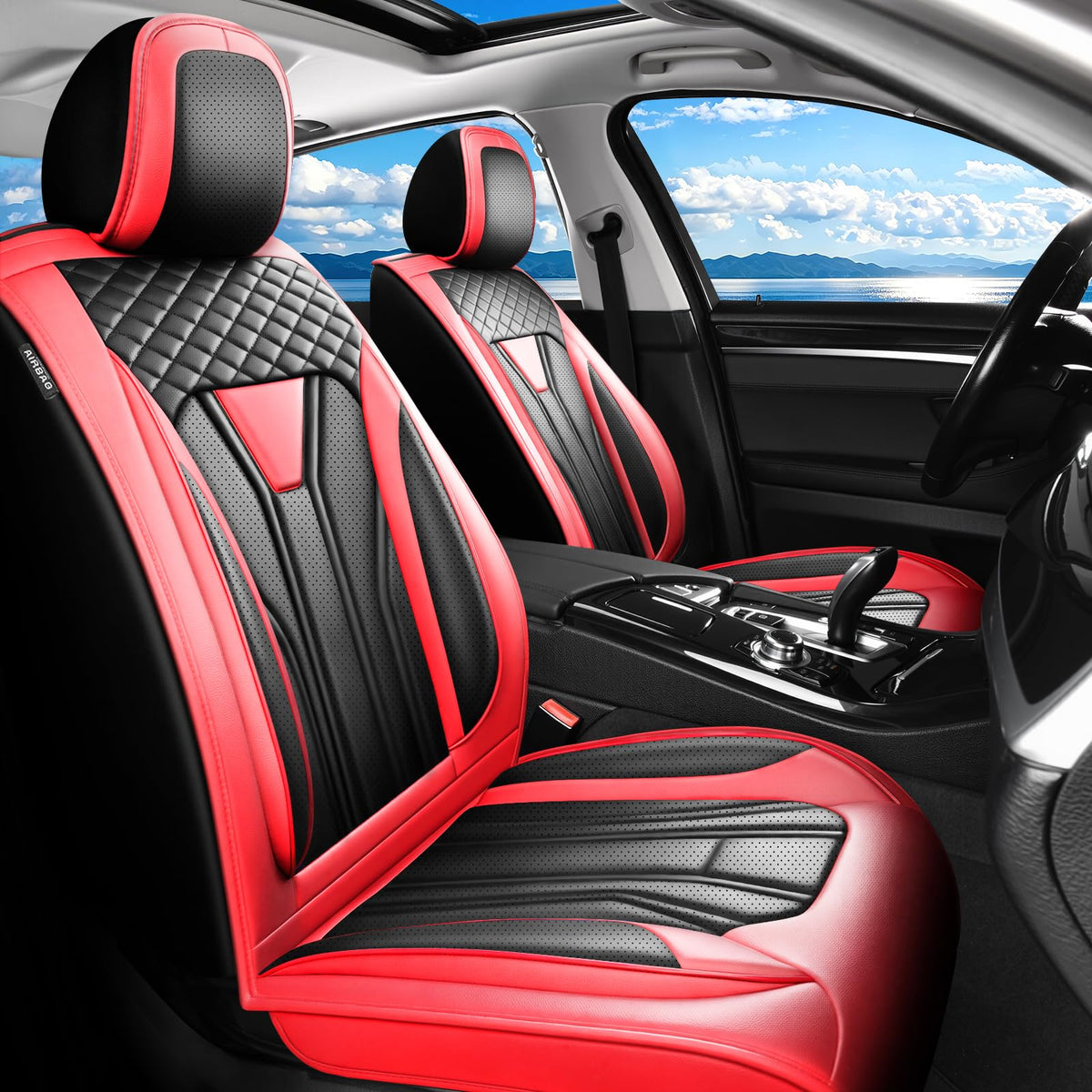 Red Black Car Seat Covers D482781