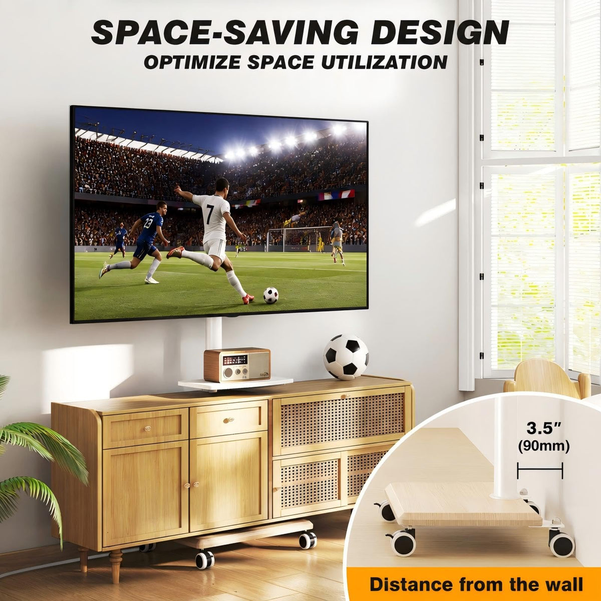 Rolling TV Stand with Power Outlet for 32-60 inch TVs Y268
