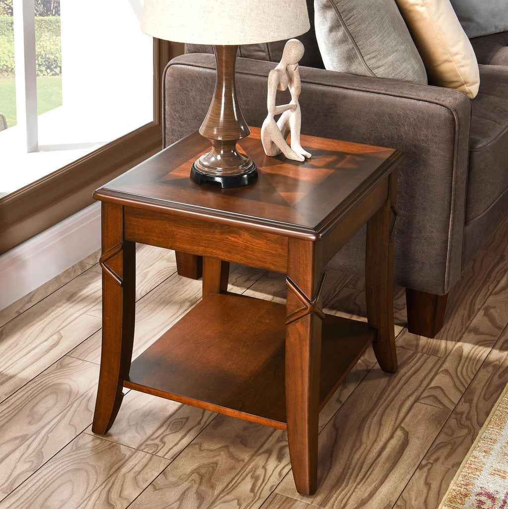 Solid Wood End Table with Storage Shelf M2672
