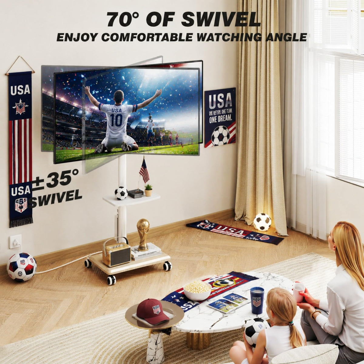 Rolling TV Stand with Power Outlet for 32-60 inch TVs Y268