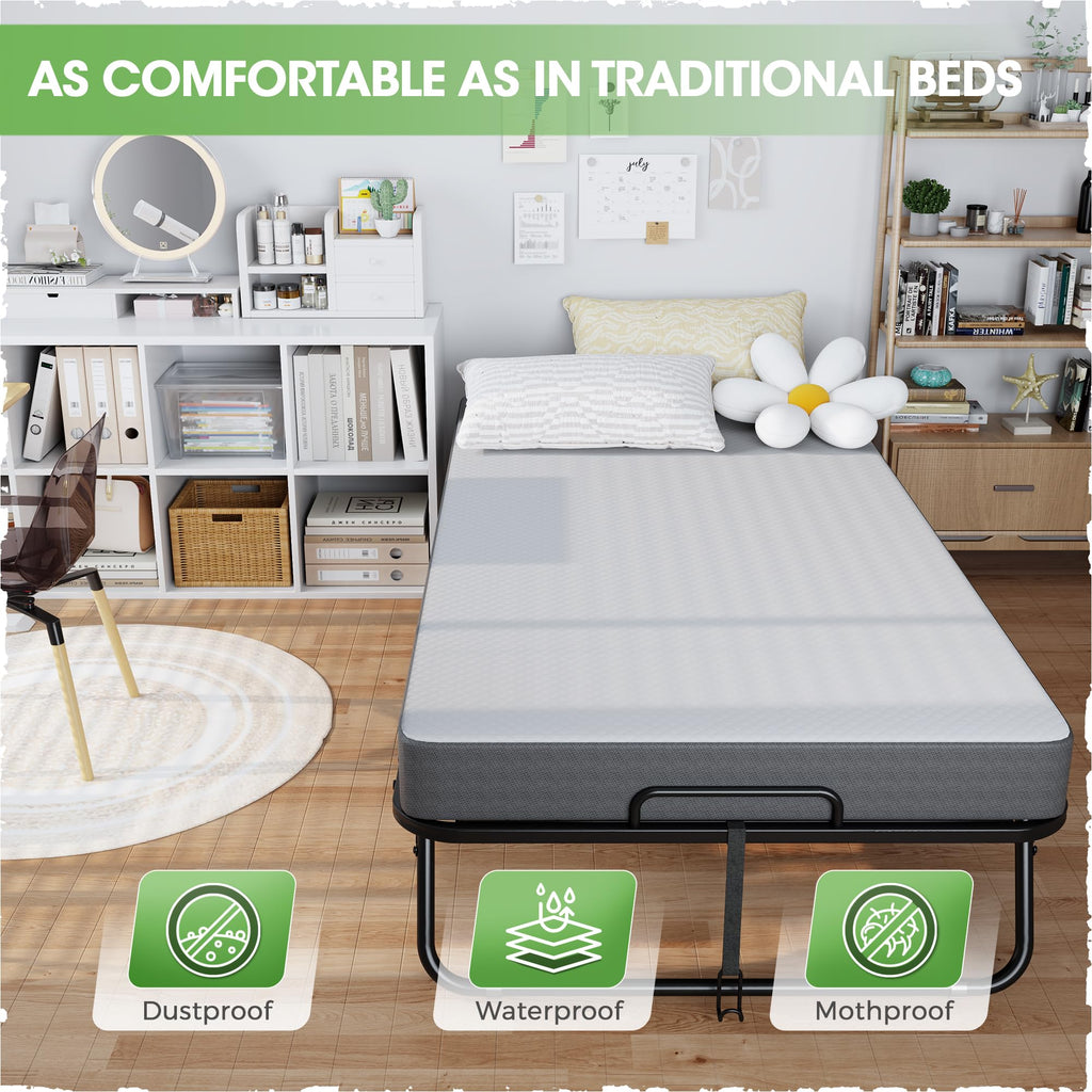 Folding Bed with 5 Inch Memory Foam Mattress F8399