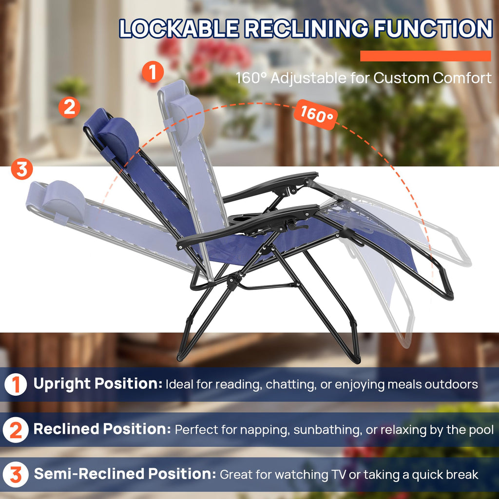 Oversized Blue Zero Gravity Chair Set of 2 D269111