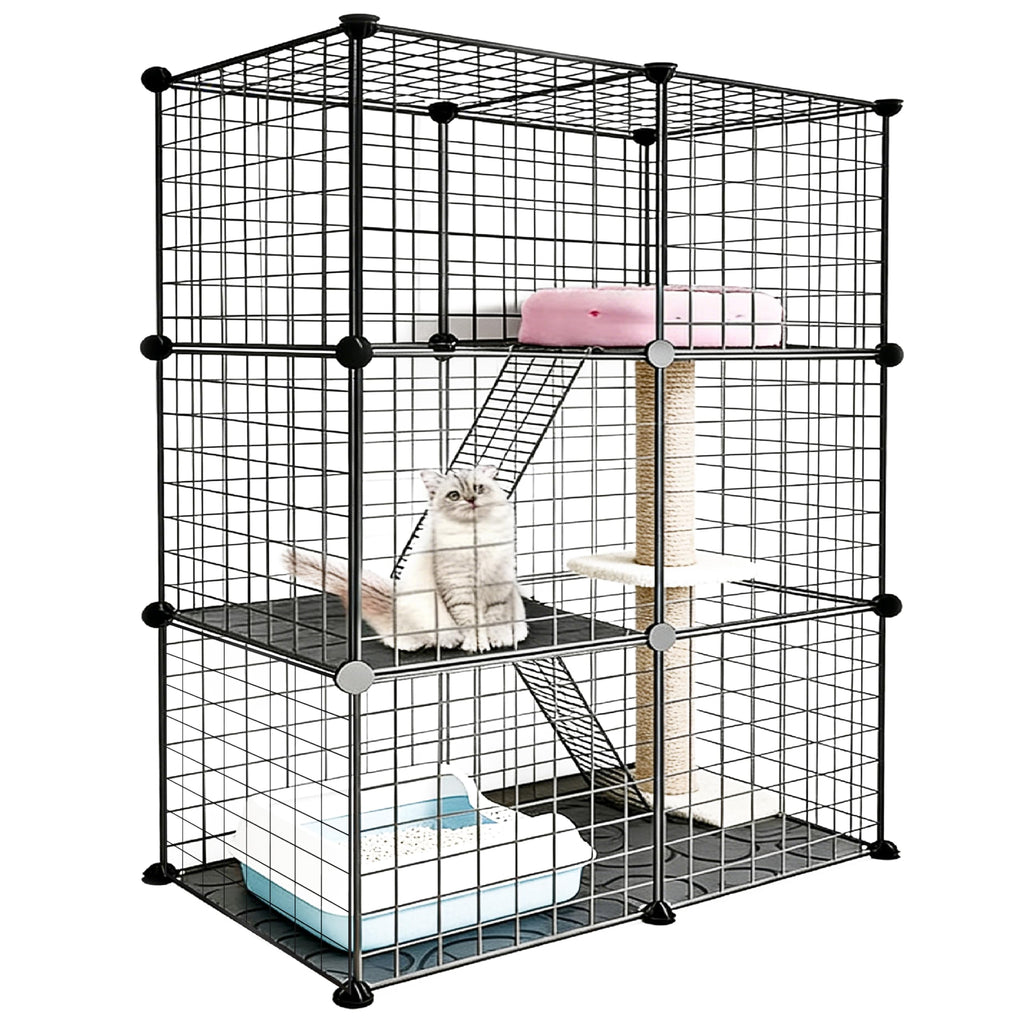 Foldable Black Wire Metal Cat Playpen E7360