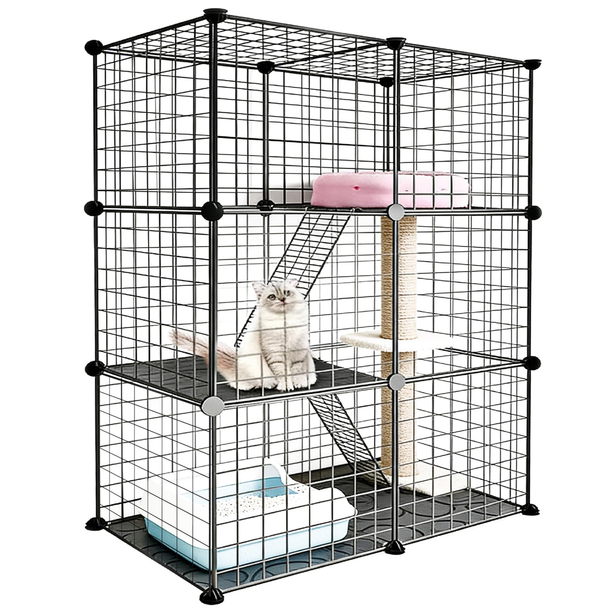 Foldable Black Wire Metal Cat Playpen E7360