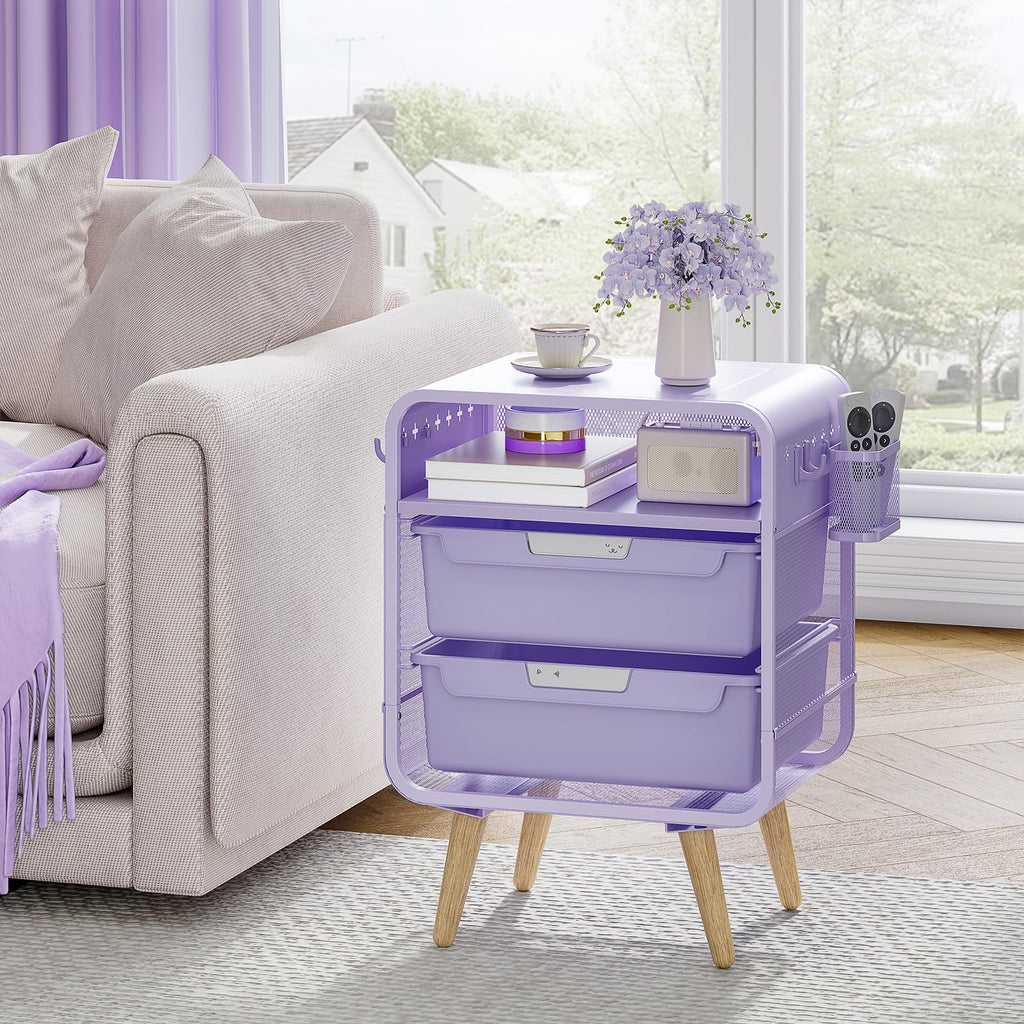 Kids Nightstand, Girls Bedside Table, Night Side Table, Purple H8208