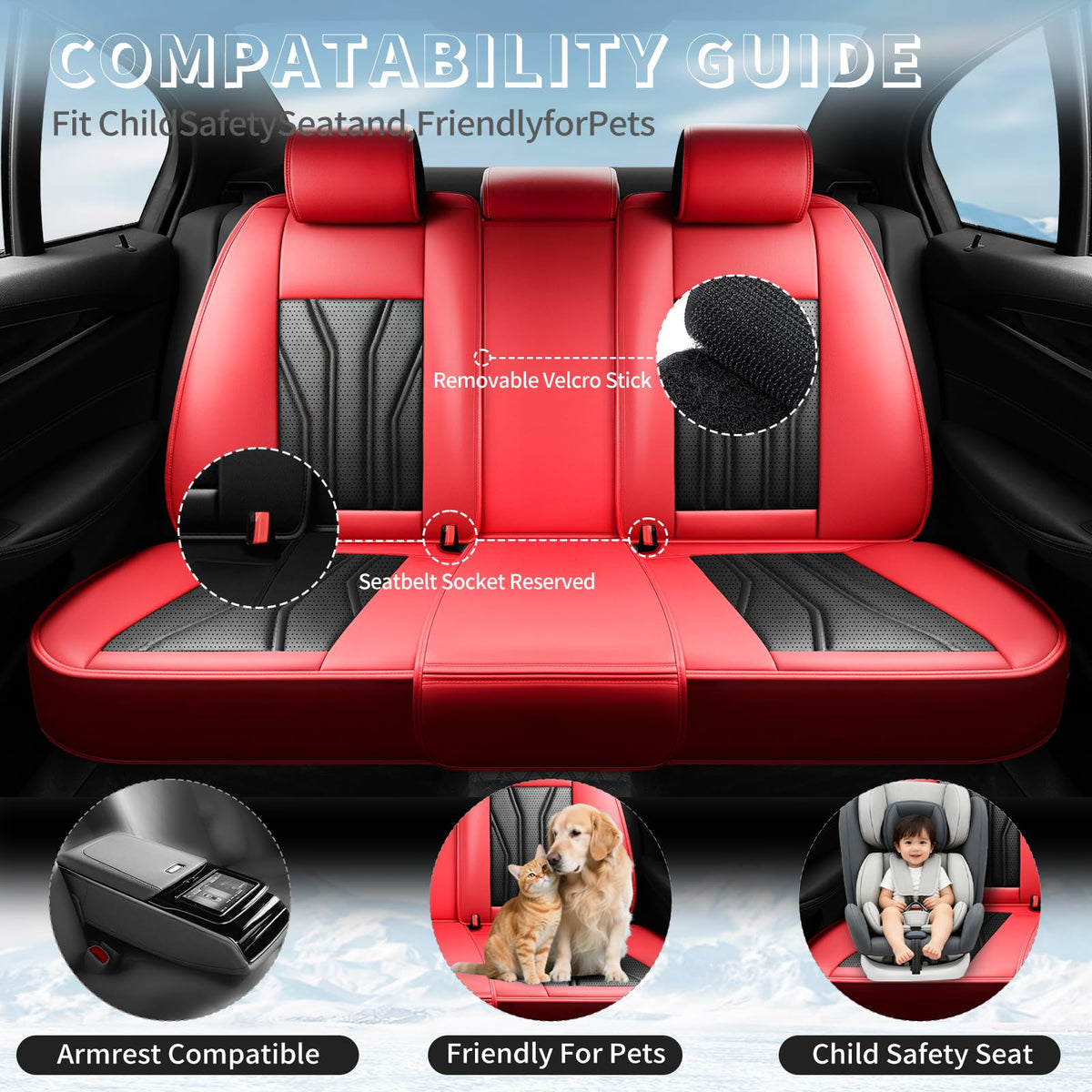 Red Black Car Seat Covers D482781