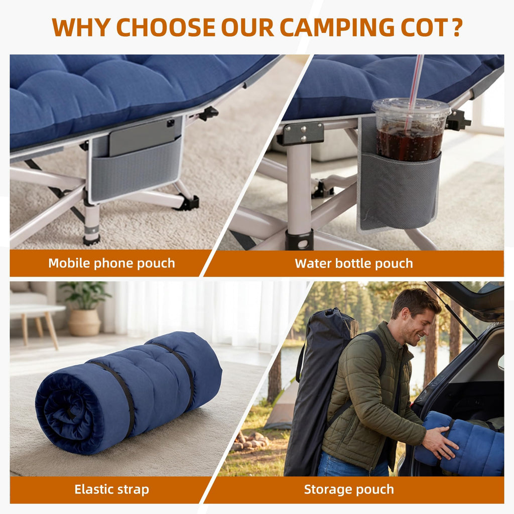 Heavy Duty 2 Pack Folding Camping Cot with Carry Bag A113889