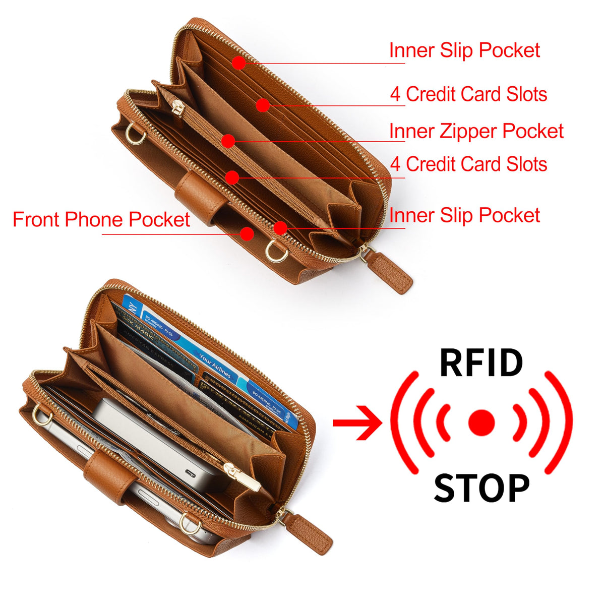 Small Leather Crossbody Wristlet Wallet and Phone Purse R220