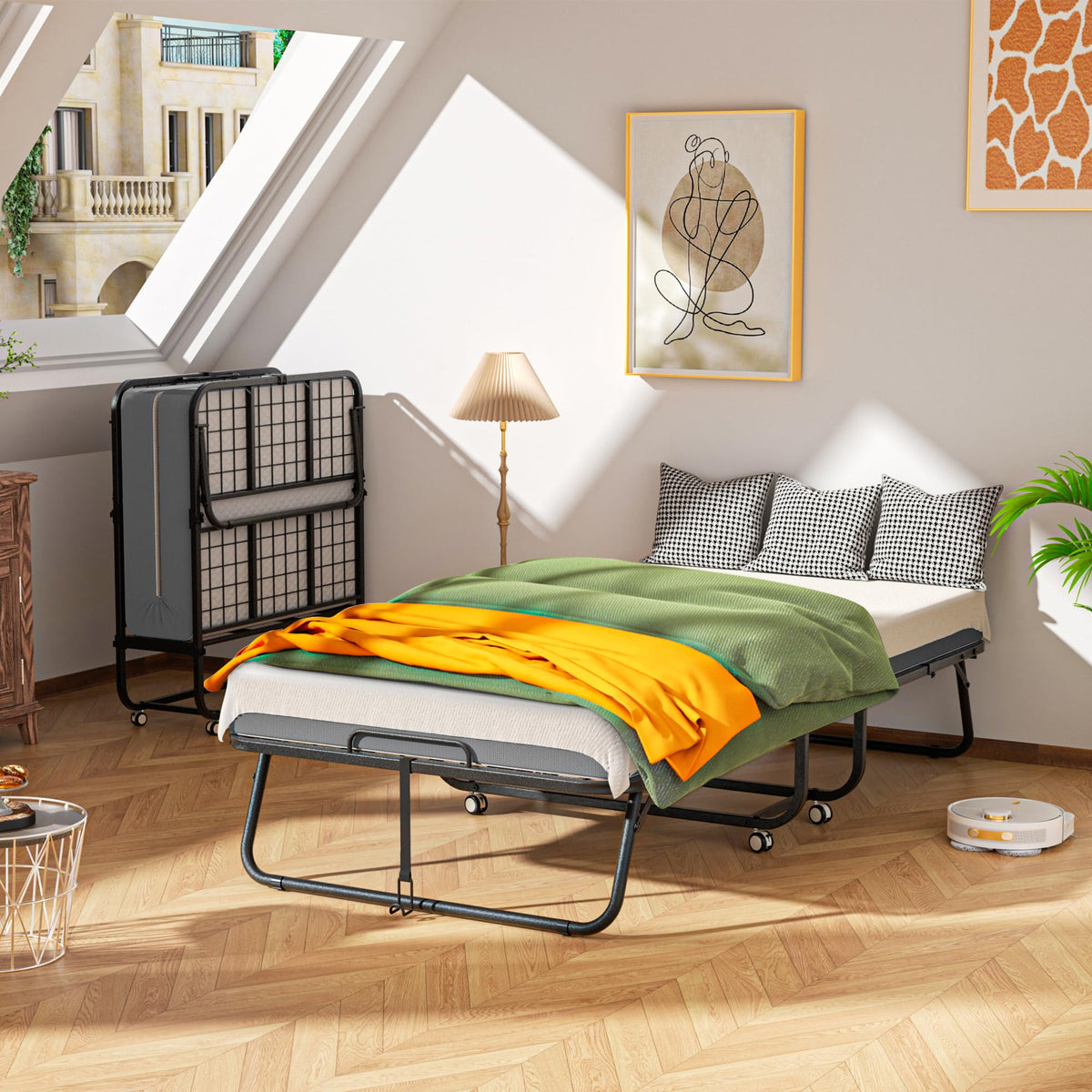 Folding Bed with 5 Inch Memory Foam Mattress F8399